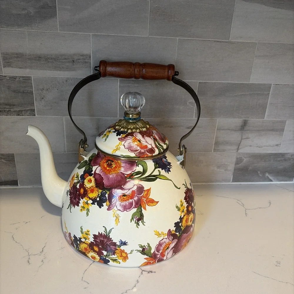 Mackenzie Childs 3 Quart Tea Kettle White Flower Market